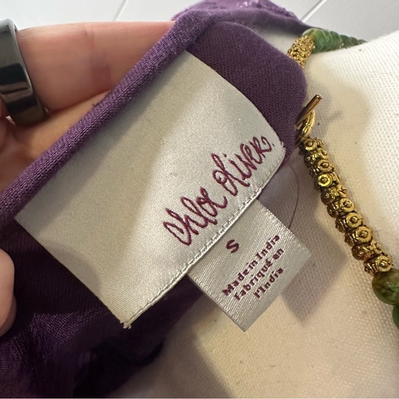 Chloe Oliver Purple Beaded Long Sleeve Blouse Size S - Picture 8 of 8